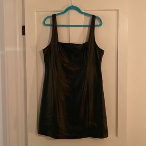 Faux leather mod style pinafore dress